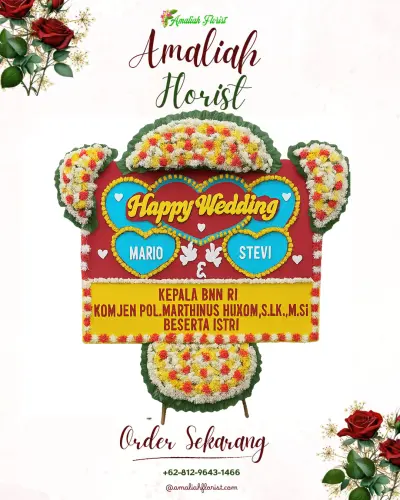Karangan Papan Bunga Pernikahan di Singali